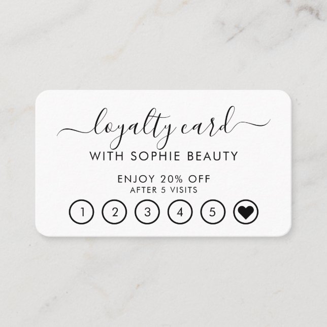 Salon Business Modern Monogram Script Loyalty Card (Front)