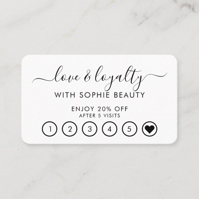 Salon Business Modern Monogram Script Loyalty Card (Front)