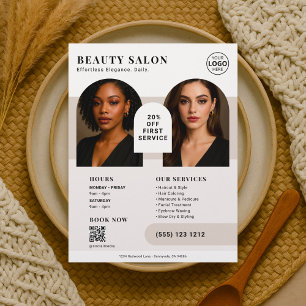 Salon Business Photo QR Code Brown Flyer