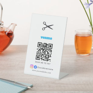 Salon Business Promotional Scan To Pay Pedestal Sign