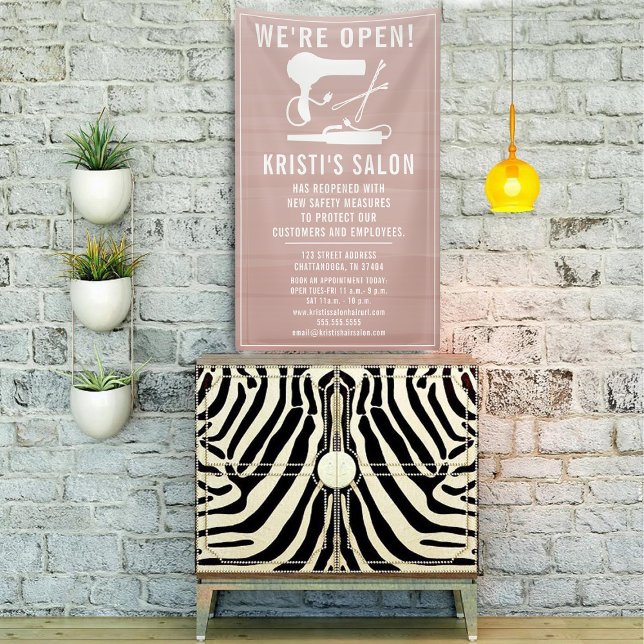 Salon Business We're Open Blush Ombre Banner (Creator Uploaded)