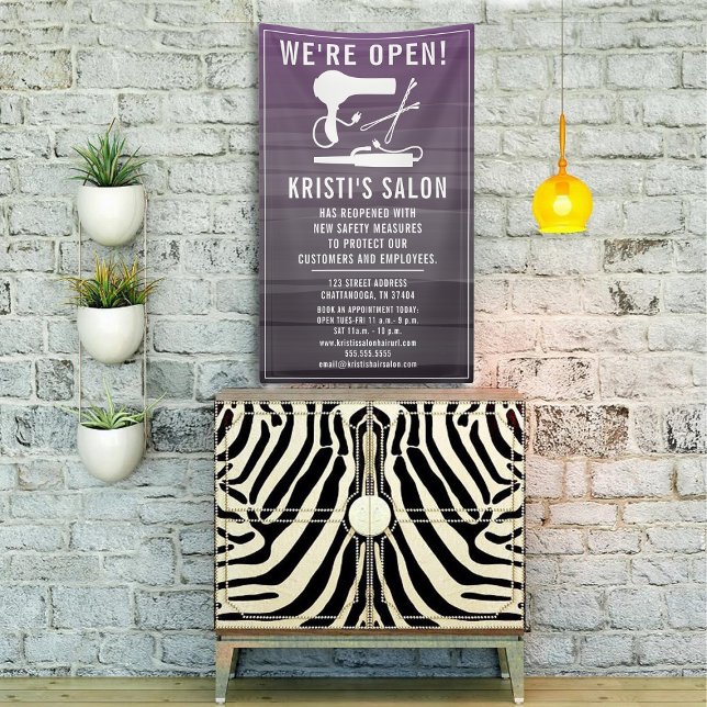 Salon Business We're Open Purple Ombre Banner (Creator Uploaded)