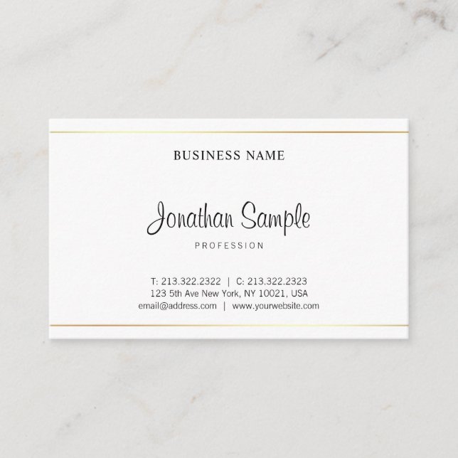 Salon Calligraphy Script Elegant Plain Modern Luxe Business Card (Front)