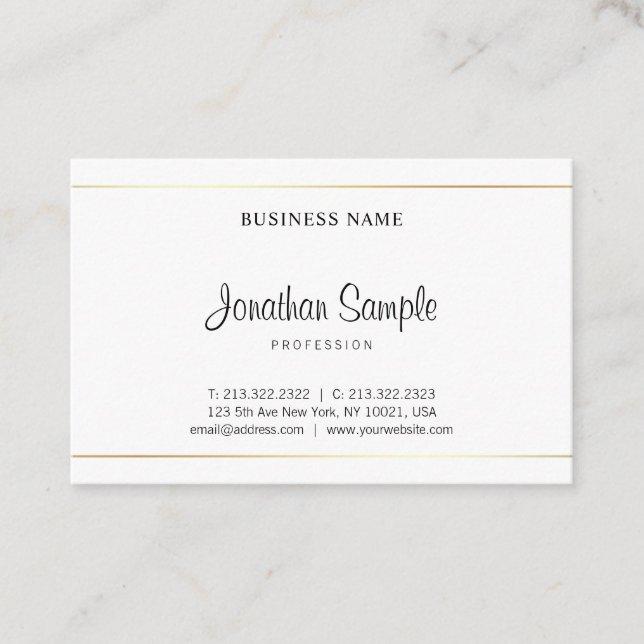 Salon Calligraphy Script Modern Elegant Plain Luxe Business Card (Front)