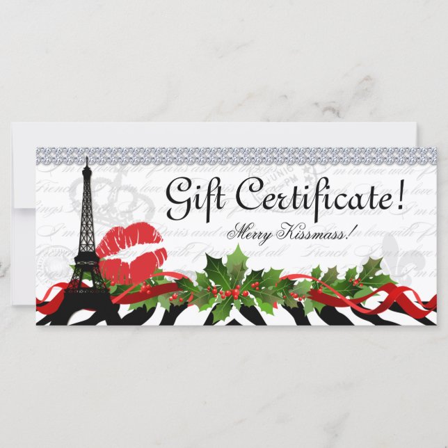 Salon Christmas Gift Certificate Eiffel Tower (Front)