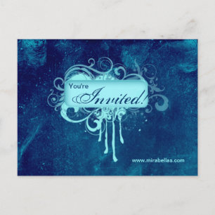 Salon Concrete Grunge Blue Denim Invitation Postcard