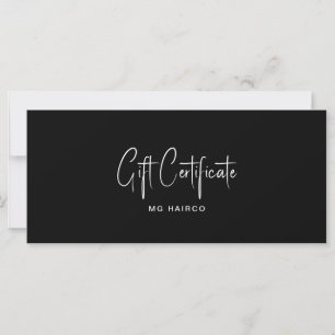 Salon Customer Black Gift Certificate 