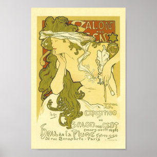 Salon de Cents Bella De La Plume Vintage French Ad Poster
