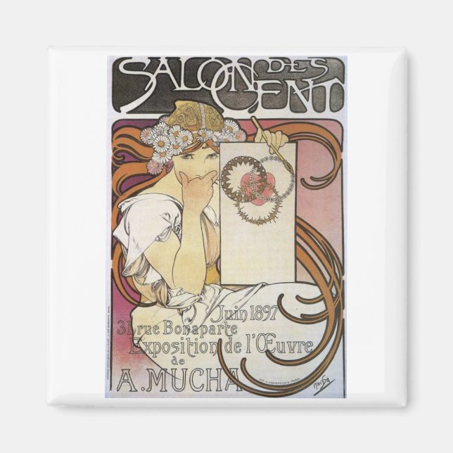 Salon des Cent. ~ Alphonse Mucha Magnet (Front)