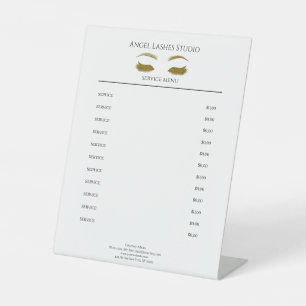 Salon Eye Lashes Extension  Gold Pedestal Sign