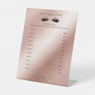 Salon Eye Lashes Extension Rosegold Pedestal Sign
