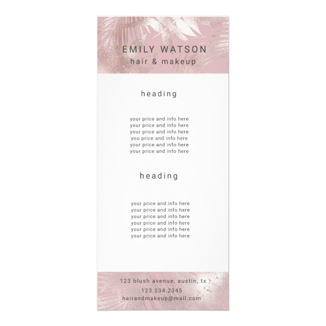 salon faux foil tropical rack cards (Front)