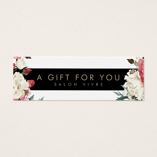 Salon Gift Card Botanical Flowers Stripes (Front)