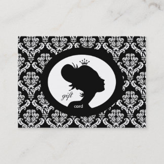 Salon Gift Card Crown Woman Silhouette BW