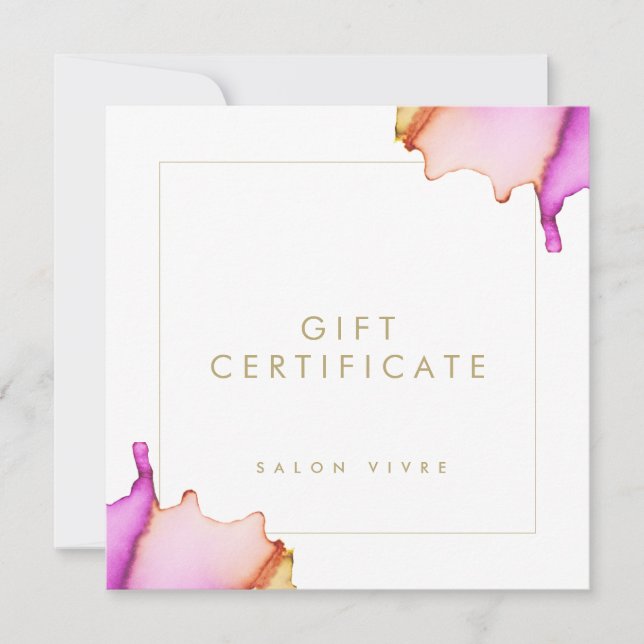 Salon Gift Card Modern Minimalist Watercolor (Front)