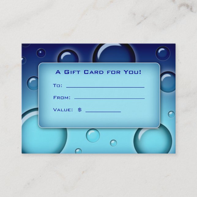 Salon Gift Card Spa Bubbles blue (Front)