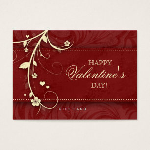 Salon Gift Card Spa Flower Floral Red Hearts Cream