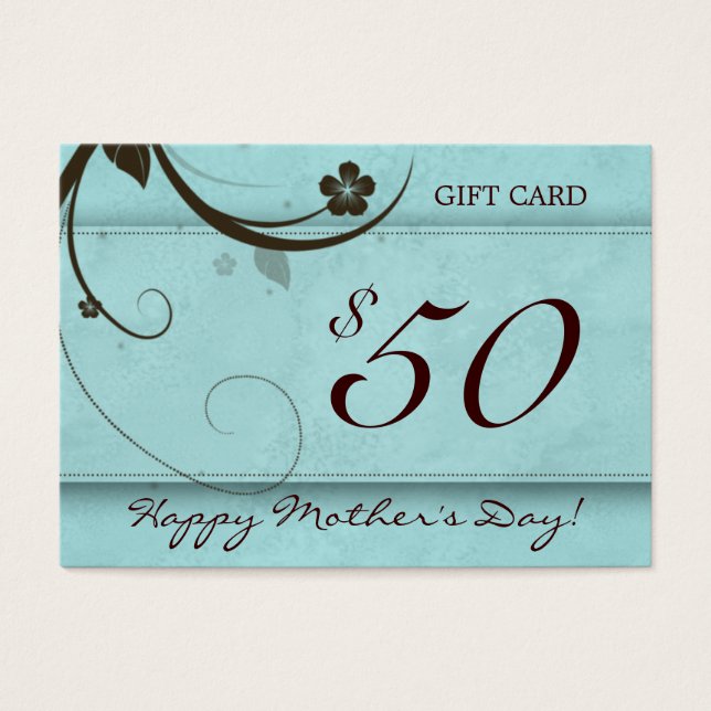 Salon Gift Card Spa Flower watery blue $50 (Front)