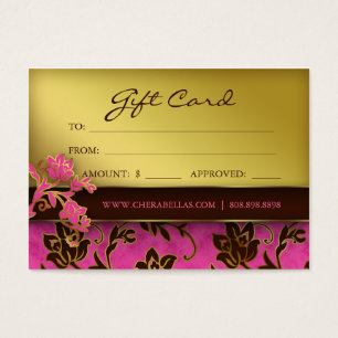 Salon Gift Card Spa Gold Floral Pink Brown