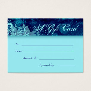 Salon Gift Card Spa Grunge Floral Blue Denim