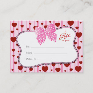 Salon Gift Card Spa Valentine's Day Red Hearts