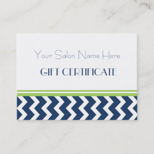 Salon Gift Certificate Lime Blue Chevron