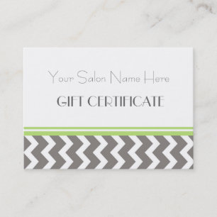 Salon Gift Certificate Lime Grey Chevron