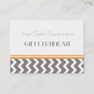 Salon Gift Certificate Orange Grey Chevron
