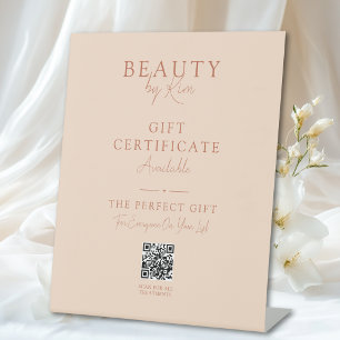 Salon Gift Certificate Promo Pedestal with QR Code Sign