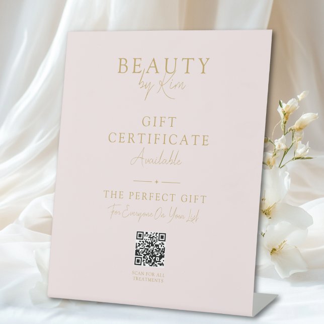 Salon Gift Certificate Promo Pedestal with QR Code Sign (Salon Gift Certificate Promo Pedestal with QR Code Sign)