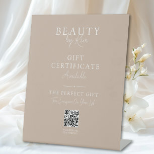 Salon Gift Certificate Promo Pedestal with QR Code Sign
