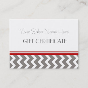 Salon Gift Certificate Red Grey Chevron