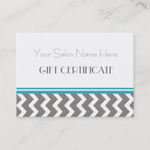 Salon Gift Certificate Teal Grey Chevron
