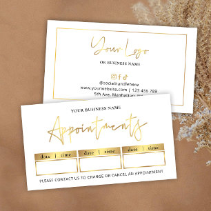 Salon Glam Gold Logo Modern Beauty or Spa Stamp Appointment Card