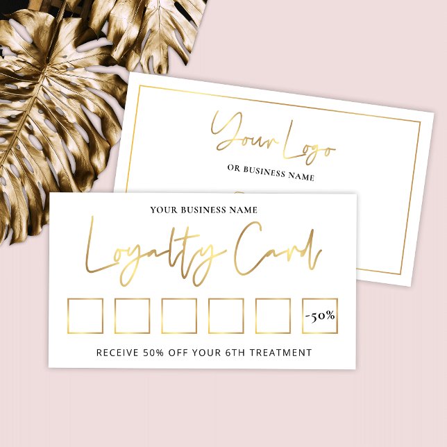Salon Glam Gold Logo Modern Beauty or Spa Stamp Lo Loyalty Card (Creator Uploaded)