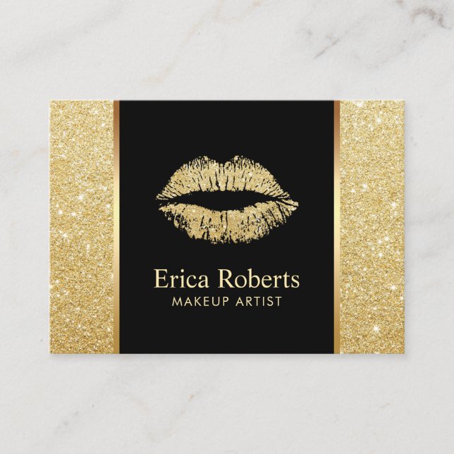Salon Gold Glitter Lips Makeup Artist Appointment (Front)