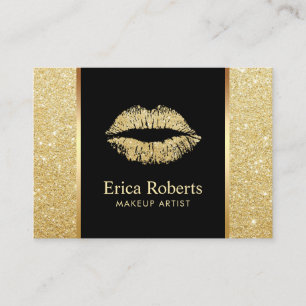 Salon Gold Glitter Lips Makeup Artist Appointment Card