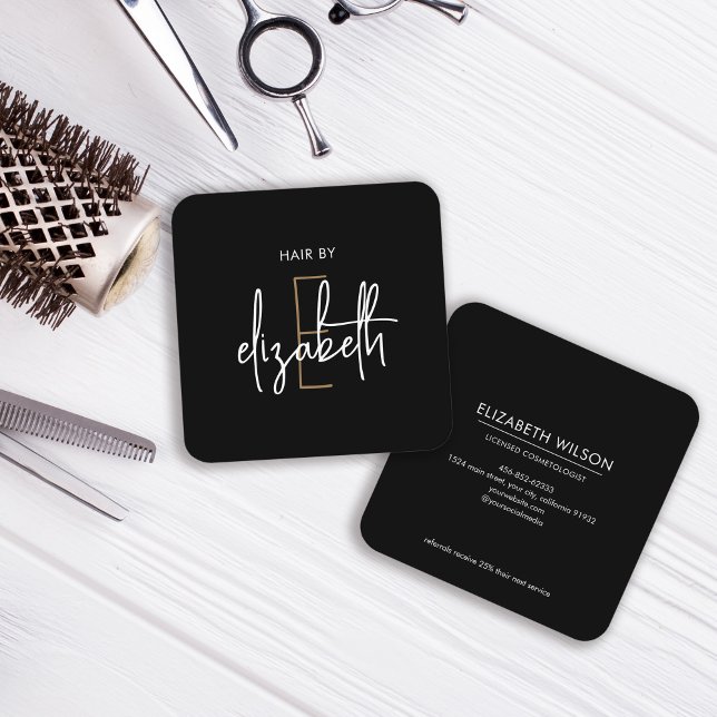 Salon Hair Stylist Makeup Beauty Square Business Card (Creator Uploaded)