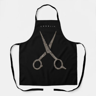 SALON Hair stylist - modern scissors black Apron