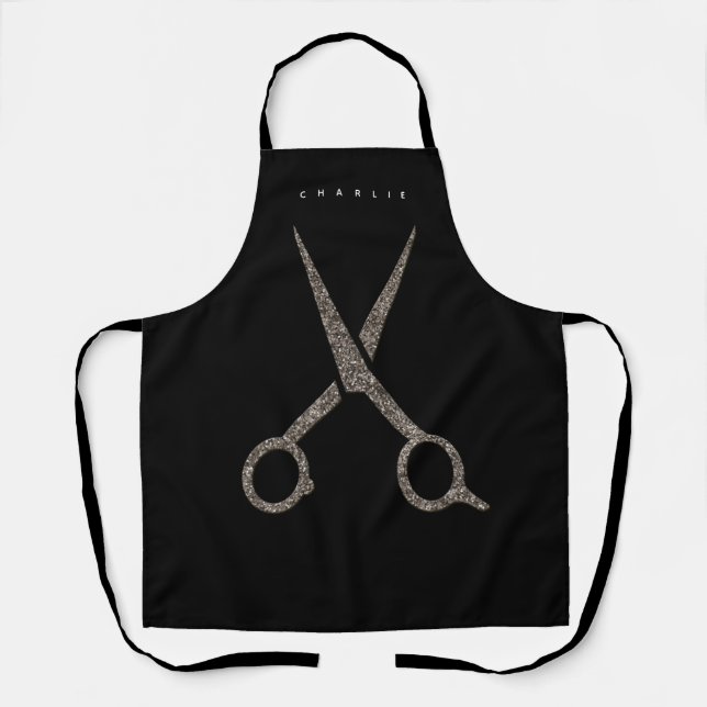 SALON Hair stylist - modern scissors black Apron (Front)