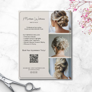 Salon Hair Stylist Services 3 Photos QR Flyer