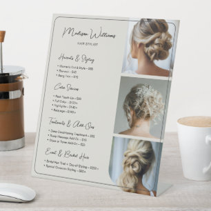 Salon Hair Stylist Services Price List Pedestal Sign