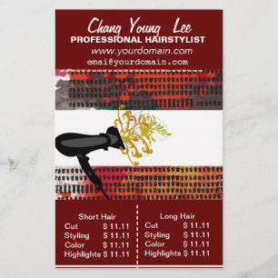 Salon Hairstylist Hair Stylist Price List Flyer