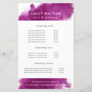 salon hot pink smoke effect price list
