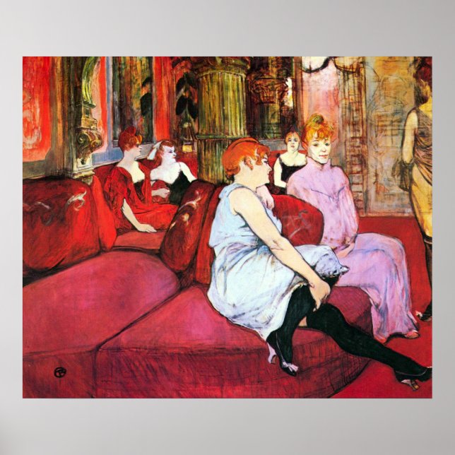 Salon in the Rue de Moulins by Toulouse-Lautrec Poster (Front)
