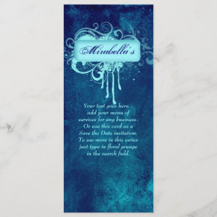 Salon Invite Floral Grunge Blue Denim