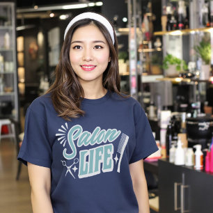 Salon Life Hair Stylist Gift for Hair Dresser Blue T-Shirt