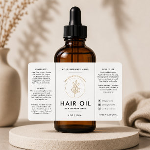 Salon Logo Hair Oil Dropper White Bottle Label