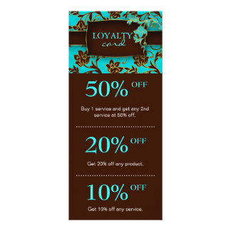 Salon Marketing Cards Blue Brown Floral Elegant