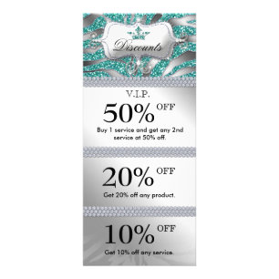 Salon Marketing Cards Jewellery Crown Sparkle Teal